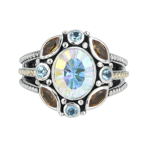 Multi Gemstone Ring, 925 Sterling Silver Ring, Unique Combination Ring For Her, Size 7 USA von Meadows