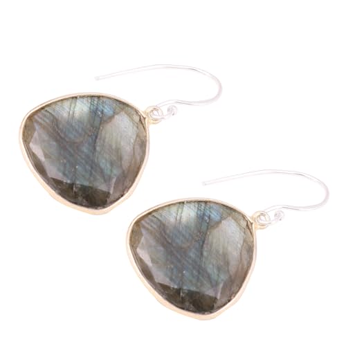 Natural Labradorite Earring, Dangles For Women, Yellow Gold Plated 925 Sterling Silver Earring von Meadows