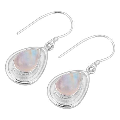 Natural Rainbow Moonstone Earring, 925 Sterling Silver Gemstone Earring, Statement Earring von Meadows