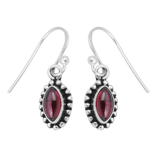 Natural Red Garnet Dangle Earring, Designer 925 Sterling Silver Earring, Bohemian Earring von Meadows