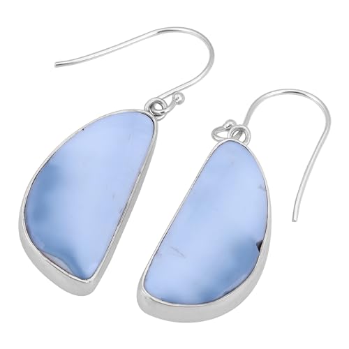 Ohrstecker aus natürlichem blauem Opal, 925 Sterling Silber, Bohemian, 40x13mm, Sterling Silber, Blauer Opal von Meadows