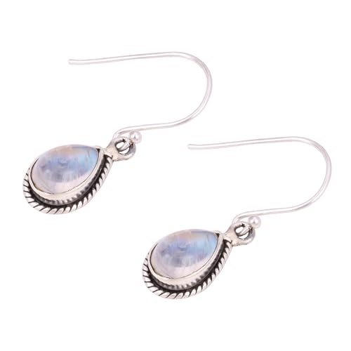 Pear Rainbow Moonstone Earring, 925 Sterling Silver Gemstone Earring, Statement Earring von Meadows