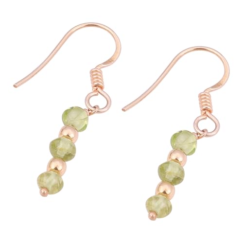 Peridot Beads Earring, Rose Gold Plated 925 Sterling Silver Earring, Bohemian Earring von Meadows