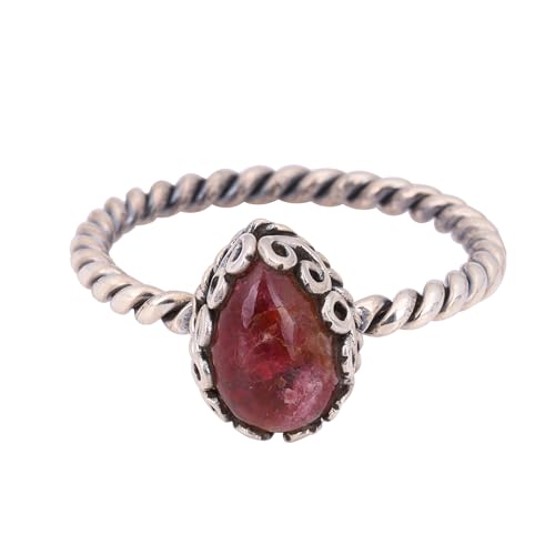 Pink-Turmalin-Ring, 925 Sterling Silber, handgefertigter Geschenkring, Unisex, Größe 8 USA, Edelstein, Turmalin von Meadows