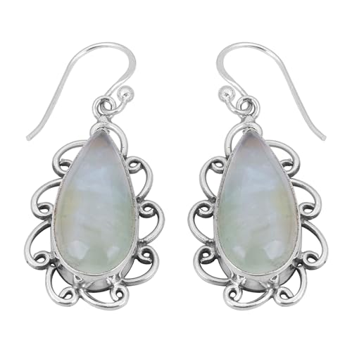 Prehnite Earring, Women Dangle Earring, Healing Gemstone Earring, 925 Sterling Silver Earring von Meadows