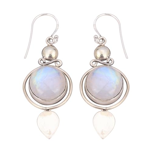 Rainbow Moonstone Earring, 925 Sterling Silver Gemstone Earring, Statement Earring von Meadows