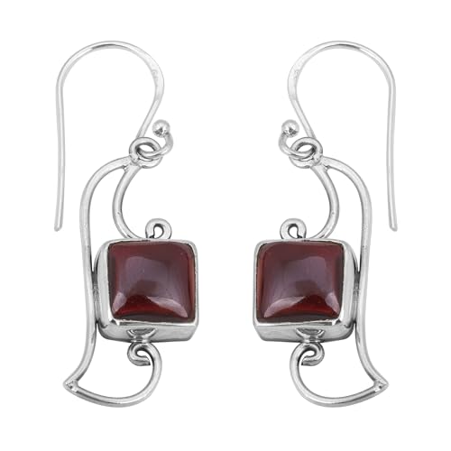 Red Garnet Dangle Gemstone Earring, 925 Sterling Silver Earring, Bohemian Earring von Meadows