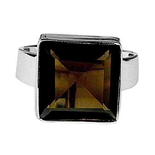 Ring aus 925er Sterlingsilber, Rauchquarz, natürlicher Edelstein, Größe 10, 7,31 g, Code: CCIRG-2626 von Meadows