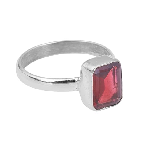 Roten Granat Ring Facettiert 925 Sterling Silber Ring Handgemachte Damen Ring Böhmische Ring, Edelstein:, Granat von Meadows