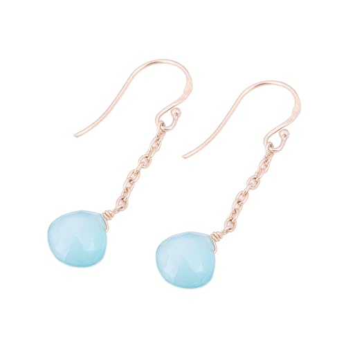 Sky Blue Chalcedony Earring, Healing Crystal Earring, Rose Gold Plated 925 Sterling Silver Earring von Meadows