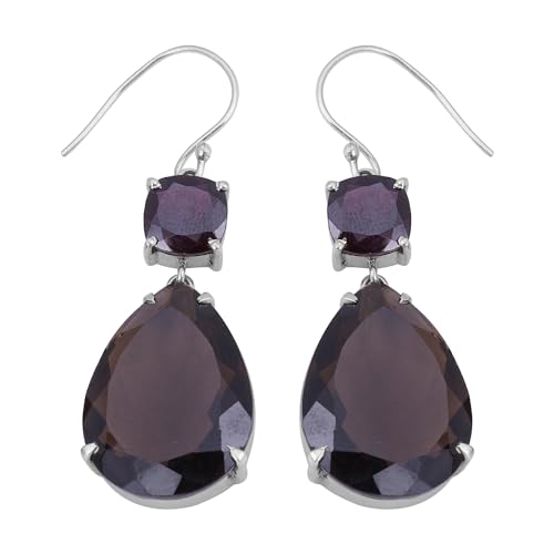 Smoky Quartz & Red Garnet Earring, Gemstone Earring, 925 Sterling Silver Earring, Bohemian Earring von Meadows