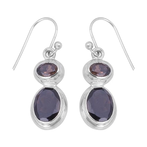 Smoky Quarz-Ohrstecker, handgefertigt, für Damen, 925 Sterling Silber, 36x10mm, Sterling Silber, Rauchquarz von Meadows