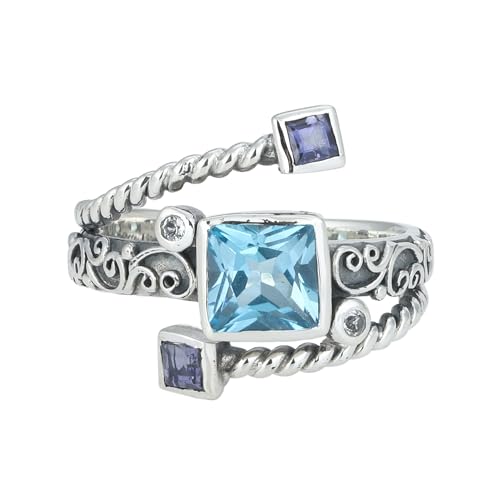 Swiss Blue Topaz & Iolite Ring, 925 Sterling Silver Ring, Unique Ring For Her, Ring Size 7 USA von Meadows