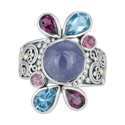 Tanzanite & Multi Gemstone Ring, 925 Sterling Silver Ring, Unique Ring For Her, Ring Size 7 USA von Meadows