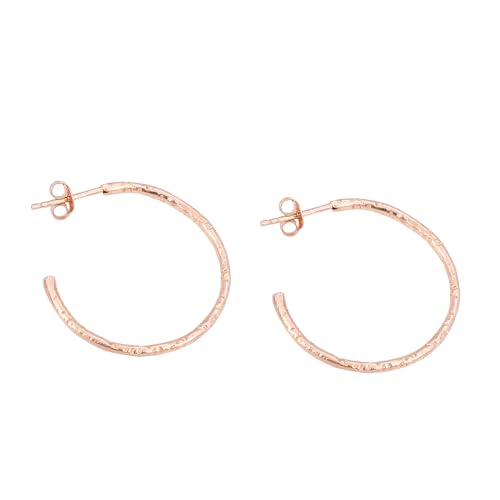 Texture Pattern Hoop Earring, Bohemian Earring, Rose Gold Plated 925 Sterling Silver Earring von Meadows