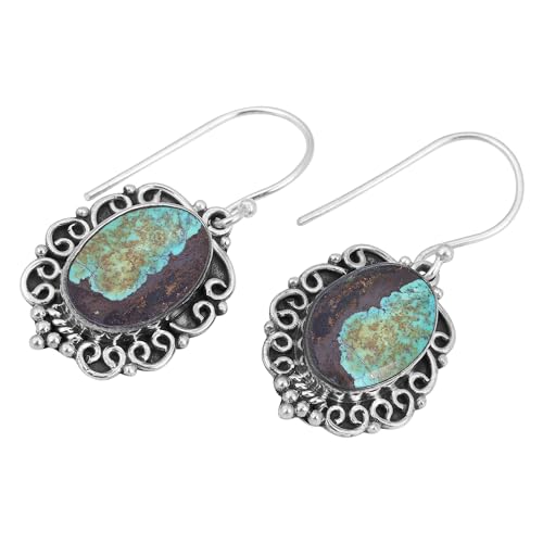 Tibetan Turquoise Earring, Handmade 925 Sterling Silver Women Earring, Statement Earring von Meadows