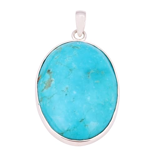 Tibetan Turquoise Pendant, 925 Sterling Silver Handmade Pendant, Statement Pendant von Meadows