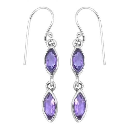 Two Marquise Amethyst Earring, Teenage Earring, 925 Sterling Silver Earring, Bohemian Earring von Meadows