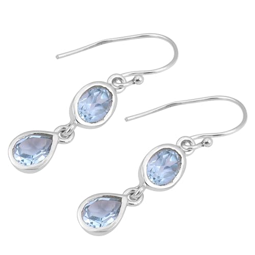 Two Sky Blue Topaz Dangle Earring, 925 Sterling Silver Earring, Bohemian Earring von Meadows