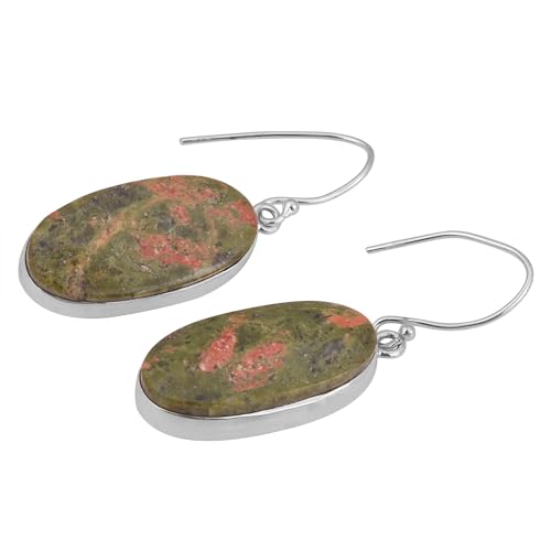 Unakite Earring, Chunky Gemstone Earring, 925 Sterling Silver Earring, Bohemian Earring von Meadows