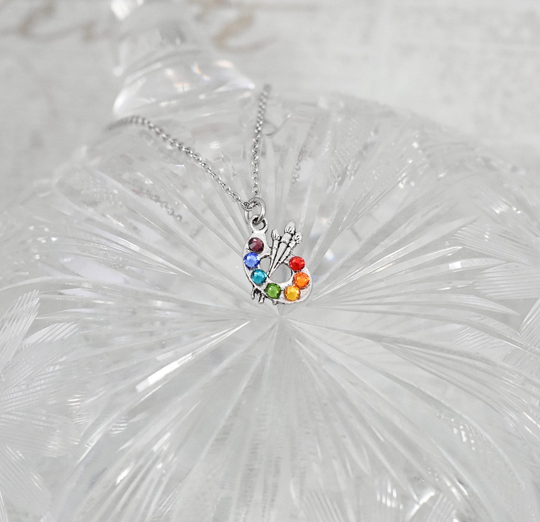 Kristall Farbpalette Halskette, Personalisierte Kunst-Liebhaber Schmuck, Benutzerdefinierte Maler Valentine, Valentinstag Geschenk Für Künstler von MeadsBeadsBoutique