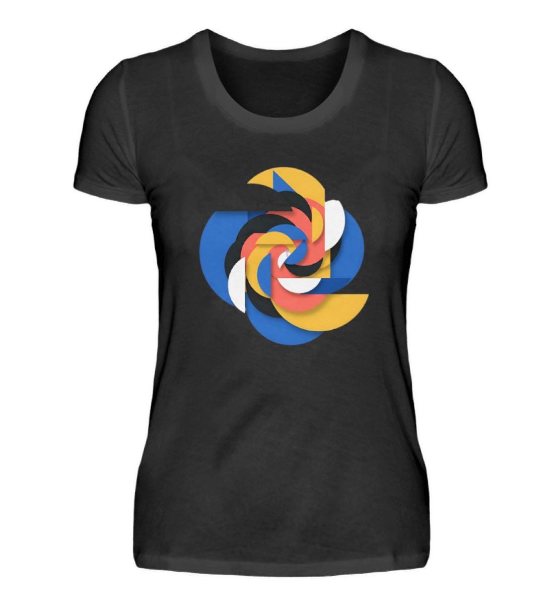 Abstrakt Geometrisch Shirt Geometrie Kunst Farben Bunt Grafik Zeitlos - Damen Premiumshirt von MeallasShop