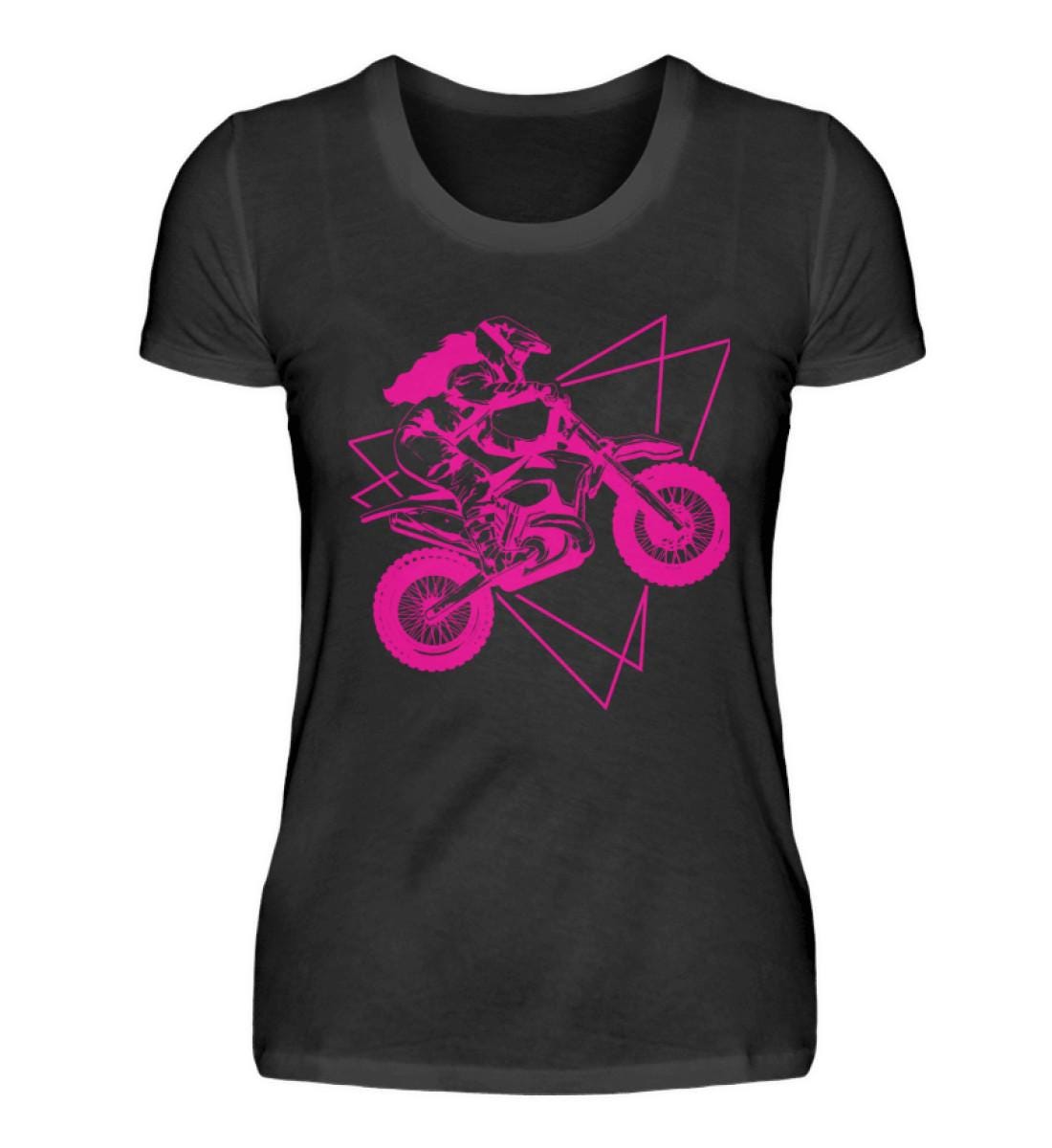Dirt Bike Shirt Bikerin Motocross Motorrad Cross-Maschine Crosser - Damen Premiumshirt von MeallasShop