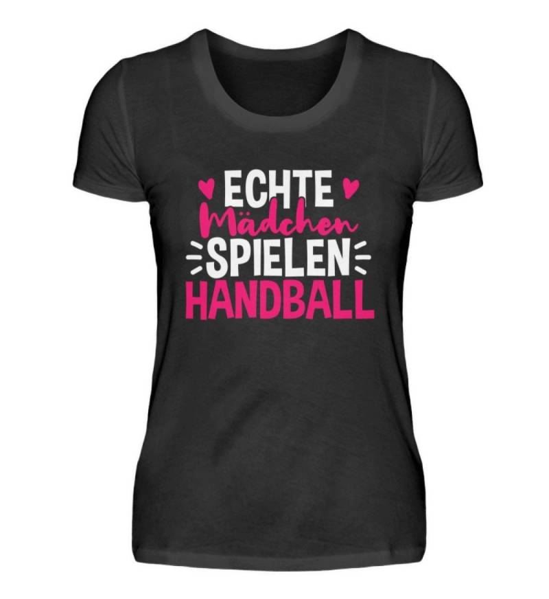 Handball T-Shirt Handballspielerin Handballerin Sport Spruch Echte Mädchen Spielen - Damenshirt von MeallasShop