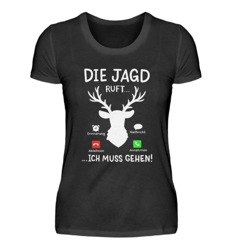 Jagd T-Shirt Jagen Jägerin Spruch Die Ruft Ich Muss Gehen - Damen Premiumshirt von MeallasShop