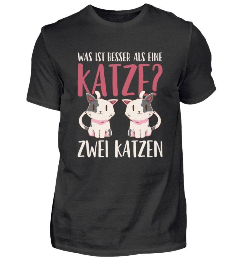 Katzen T-Shirt Katze Katzenbesitzer Kätzchen Zwei 2 Was Ist Besser Als Eine Katze? - Herren Shirt von MeallasShop