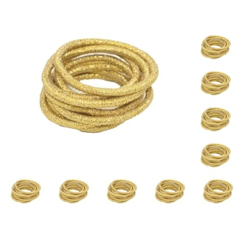 10 Set 10 Stück Haarbänder Bling Dekorative Universal Schutz Dicke Pferdeschwanz Halter Scrunchies für Frauen Zubehör Gold von Mealoodiousmusea
