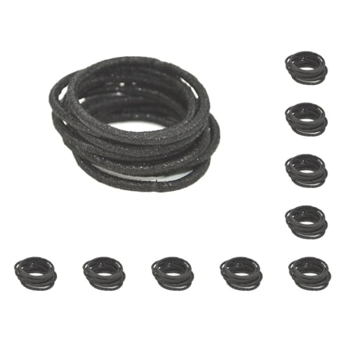 10 Set 10 Stück Haarbänder Bling Topknot Solid Universal Schutz Dicke Pferdeschwanz Halter Scrunchies Mädchen Zubehör Schwarz von Mealoodiousmusea