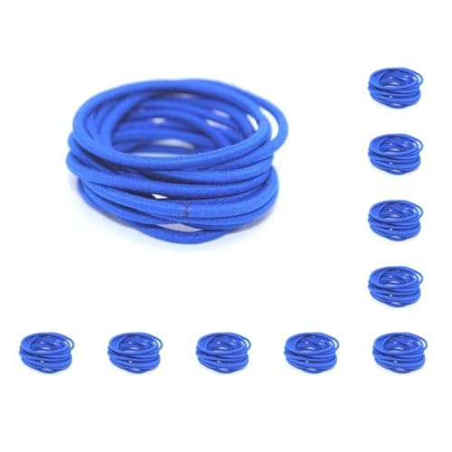 10 Set 10 Stück gemischte Haarbänder verstellbar solide Schule hohe Elastizität schützender Pferdeschwanzhalter Mädchen Zubehör Königsblau von Mealoodiousmusea