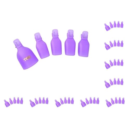 10 Set 5 Stück Kunststoff Fuß Zehen Nagel Entferner Nail Art Soak Off Cap Clip UV Gel Polish Remover Wrap Tool Sets, Lila von Mealoodiousmusea