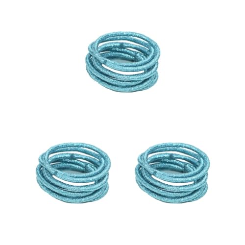 3 Set 10 Stück Haarbänder Topknot Haarband Verstellbar Dicke Pferdeschwanzhalter Nahtlose Scrunchies Mädchen Zubehör Hellblau von Mealoodiousmusea