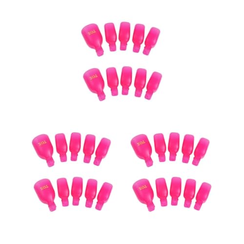 3 Set 5 Stück Kunststoff Fuß Zehen Nagel Entferner Nail Art Soak Off Cap Clip UV Gel Polish Remover Wrap Tool Sets, Rose Red von Mealoodiousmusea