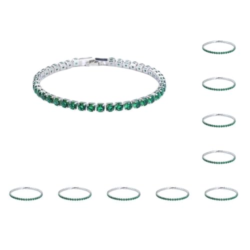 Mealoodiousmusea 10 Set Ausgezeichnete Zirkonia Tennis Armband für Damen Herren Kupfer Iced-Out Kette Kristall Hochzeit Armband Exquisite Handarbeit Platin Grün 19cm Mealoodiousmusea 10 Set Ausgezeichnete Zirkonia Tennis Armband für Damen Herren Kupfer Iced-Out Kette Kristall Hochzeit Armband Exquisite Handarbeit Platin Grün 19cm von Mealoodiousmusea