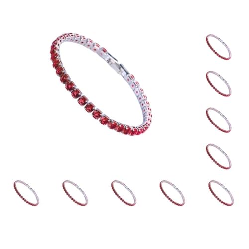 Mealoodiousmusea 10 Set Ausgezeichnete Zirkonia Tennis Armband für Damen Herren Kupfer Iced-Out Kette Kristall Hochzeit Armband Exquisite Handarbeit Platin Rot 19cm Mealoodiousmusea 10 Set Ausgezeichnete Zirkonia Tennis Armband für Damen Herren Kupfer Iced-Out Kette Kristall Hochzeit Armband Exquisite Handarbeit Platin Rot 19cm von Mealoodiousmusea