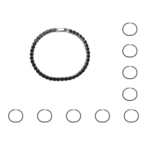 Mealoodiousmusea 10 Set Ausgezeichnete Zirkonia Tennis Armband für Damen Herren Kupfer Iced-Out Kette Kristall Hochzeit Armband Exquisite Handarbeit Platin Schwarz 17cm Mealoodiousmusea 10 Set Ausgezeichnete Zirkonia Tennis Armband für Damen Herren Kupfer Iced-Out Kette Kristall Hochzeit Armband Exquisite Handarbeit Platin Schwarz 17cm von Mealoodiousmusea