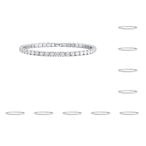 Mealoodiousmusea 10 Set Ausgezeichnete Zirkonia Tennis Armband für Damen Herren Kupfer Iced-Out Kette Kristall Hochzeit Armband Exquisite Handarbeit Platin Weiß 17cm Mealoodiousmusea 10 Set Ausgezeichnete Zirkonia Tennis Armband für Damen Herren Kupfer Iced-Out Kette Kristall Hochzeit Armband Exquisite Handarbeit Platin Weiß 17cm von Mealoodiousmusea