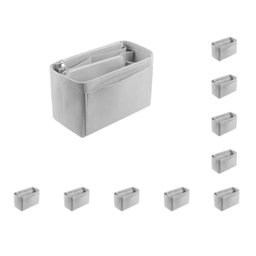 Multifunktionale Reise-Kosmetiktasche, multifunktional und stilvoll, Filz ist robust und langlebig, beliebter Damen-Make-up-Organizer, Betongrau, Größe S, 22 x 11 x 13 cm, 10er-Set (Betongrau, Größe von Mealoodiousmusea
