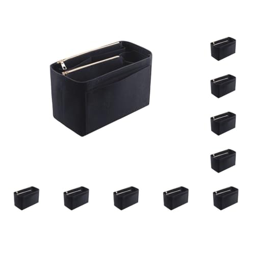 Multifunktionale Reise-Kosmetiktasche, multifunktional und stilvoll, Filz ist robust und langlebig, beliebter Damen-Make-up-Organizer, Betongrau, Größe S, 22 x 11 x 13 cm, 10er-Set (schwarz, L: 30 x von Mealoodiousmusea