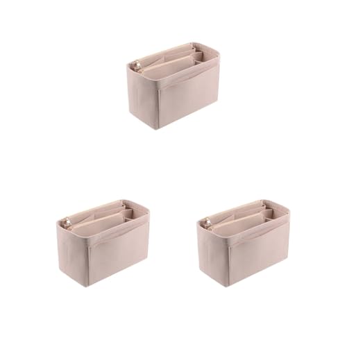 Multifunktionale Reise-Kosmetiktasche, multifunktional und stilvoll, Filz ist robust und langlebig, beliebter Damen-Make-up-Organizer, Betongrau, Größe S, 22 x 11 x 13 cm, 3er-Set (Beige, L: 30 x 15 x von Mealoodiousmusea