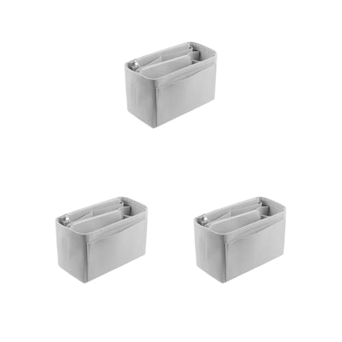 Multifunktionale Reise-Kosmetiktasche, multifunktional und stilvoll, Filz ist robust und langlebig, beliebter Damen-Make-up-Organizer, Betongrau, Größe S, 22 x 11 x 13 cm, 3er-Set (Betongrau, Größe S: von Mealoodiousmusea