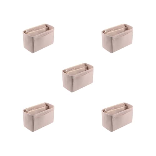 Multifunktionale Reise-Kosmetiktasche, multifunktional und stilvoll, Filz ist robust und langlebig, beliebter Damen-Make-up-Organizer, Betongrau, Größe S, 22 x 11 x 13 cm, 5er-Set (Beige, L: 30 x 15 x von Mealoodiousmusea