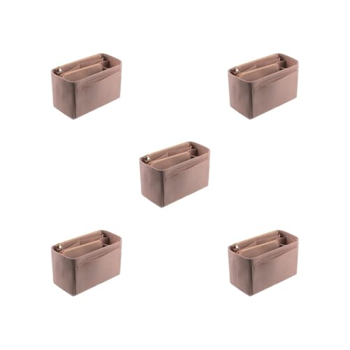 Multifunktionale Reise-Kosmetiktasche, multifunktional und stilvoll, Filz ist robust und langlebig, beliebter Damen-Make-up-Organizer, Betongrau, Größe S, 22 x 11 x 13 cm, 5er-Set (braun, L 30 x 15 x von Mealoodiousmusea