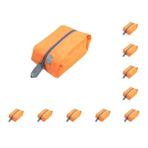 Tragbare Aufbewahrungstaschen für Wanderungen, Reisen, wasserdicht, Schuhe, Hosen, Handtücher, Zahnpasta, Tragetasche, Kulturbeutel, Organizer, Orange, 10er-Set (orange), Siehe Produktbeschreibung, von Mealoodiousmusea