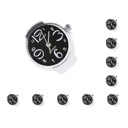Uni Mini 5 Farben Männer Frauen Paar Ring Uhr Elastisches Armband Edelstahl Fingeruhren Weiß, 10er-Set (schwarz), Siehe Produktbeschreibung von Mealoodiousmusea