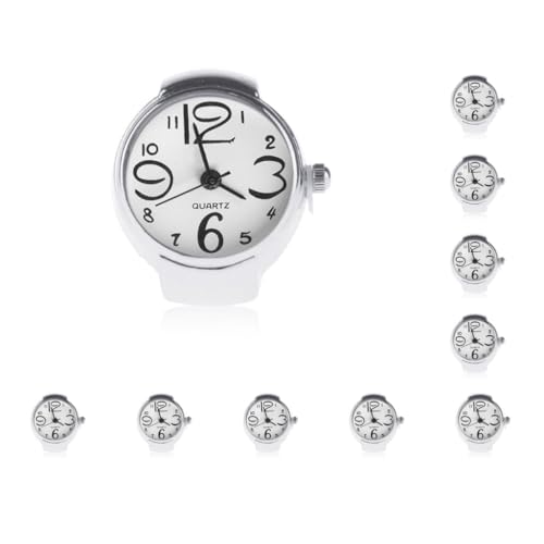 Uni Mini 5 Farben Männer Frauen Paar Ring Uhr Elastisches Armband Edelstahl Fingeruhren Weiß, 10er-Set (weiß), Siehe Produktbeschreibung von Mealoodiousmusea