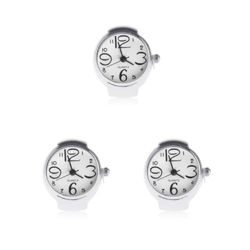 Uni Mini 5 Farben Männer Frauen Paar Ring Uhr Elastisches Armband Edelstahl Fingeruhren Weiß, 3er-Set (weiß), Siehe Produktbeschreibung von Mealoodiousmusea